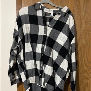 Black and White Checkered Button-Up Shirt